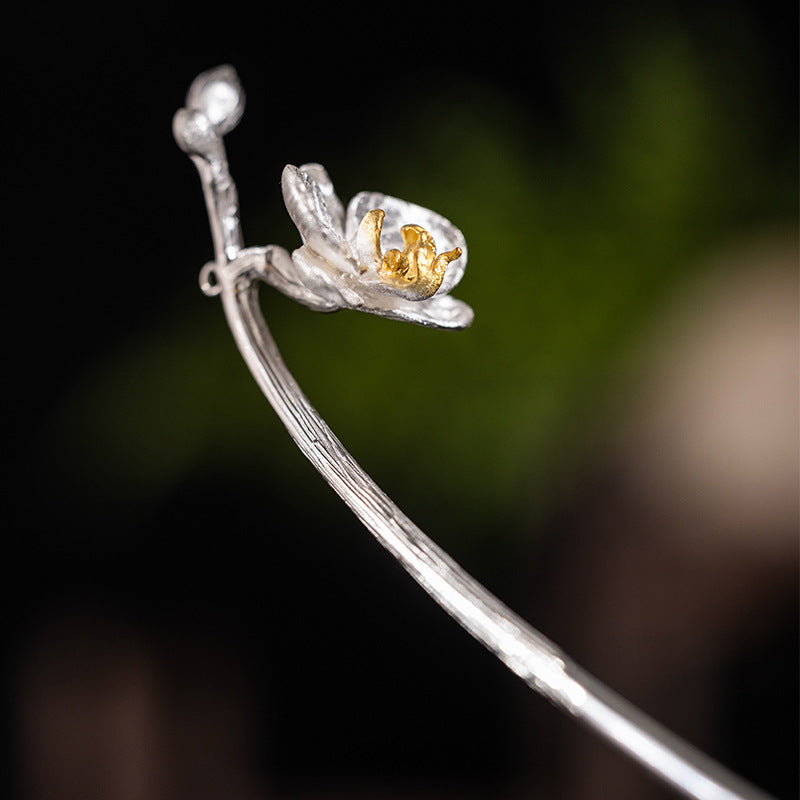 Butterfly Orchid Silver Hair Stick, detail view 2