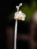 Butterfly Orchid Silver Hair Stick, detail view 5