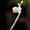 Butterfly Orchid Silver Hair Stick, detail view 9