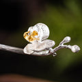 Butterfly Orchid Silver Hair Stick, detail view 11