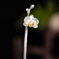 Butterfly Orchid Silver Hair Stick, front view