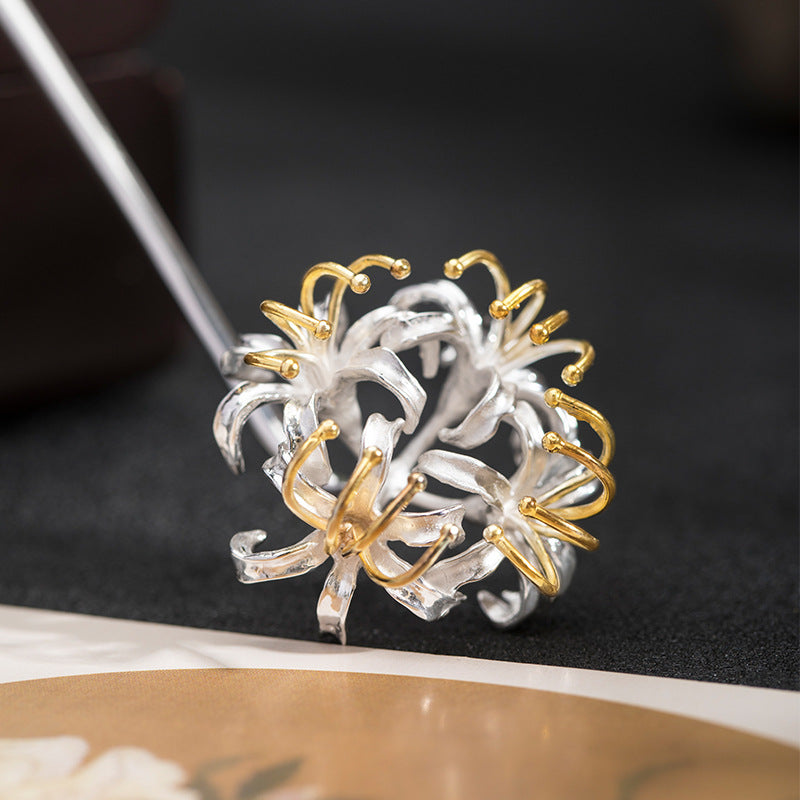 S925 Silver Frost's Descent Manjushaka Hair Stick, detail view 3