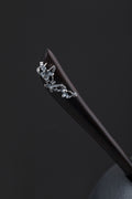 S925 Silver Orchid Wood Hair Stick, detail view 6