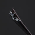 S925 Silver Orchid Wood Hair Stick, front view
