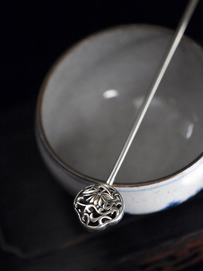 "Twin Lotus" - Silver Hollowed-Out Hair Stick