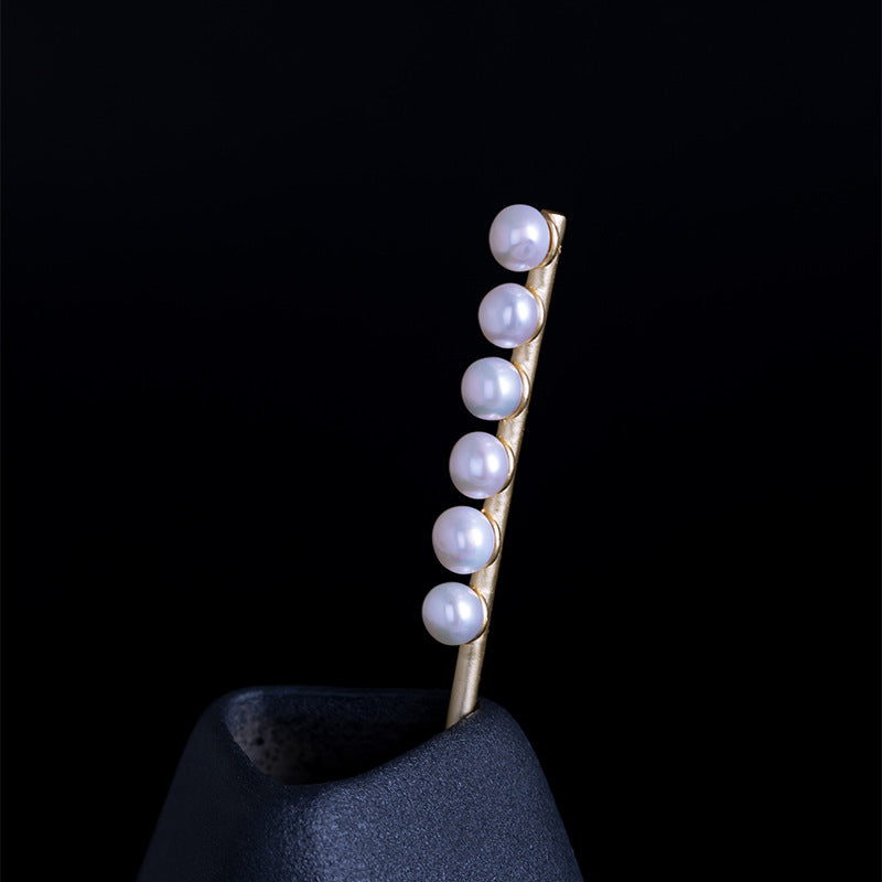 Handmade Minimalist Pearl Silver Hairpin