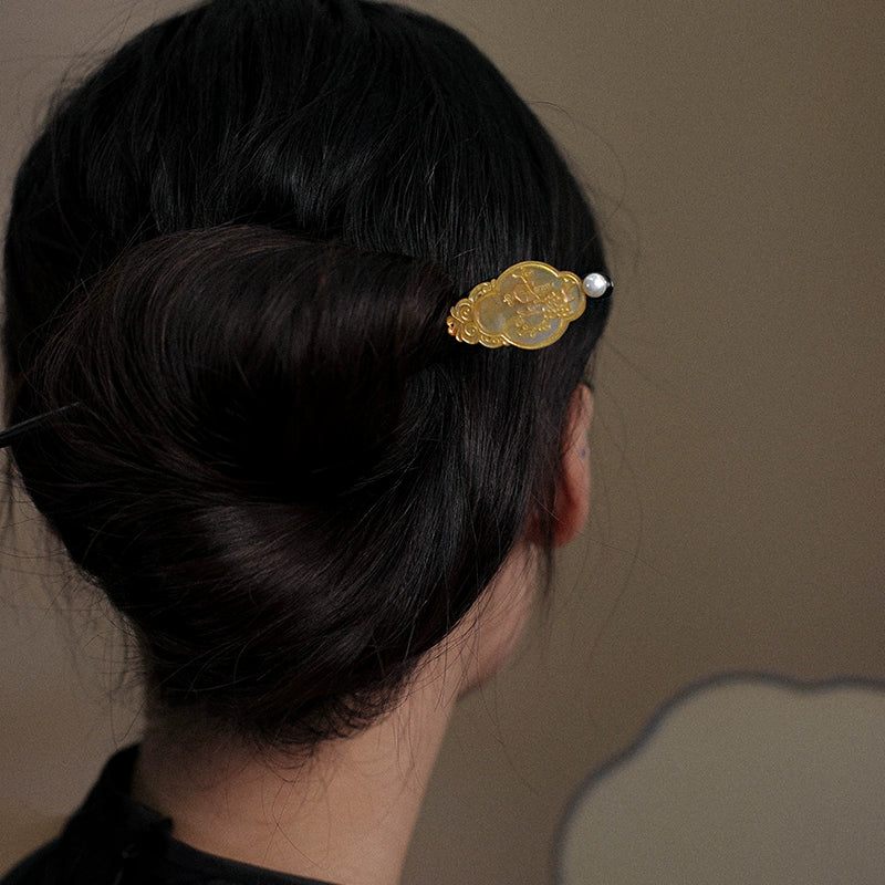 Handmade Wooden Hair Stick with Pearl- Chasing Dreams Collection