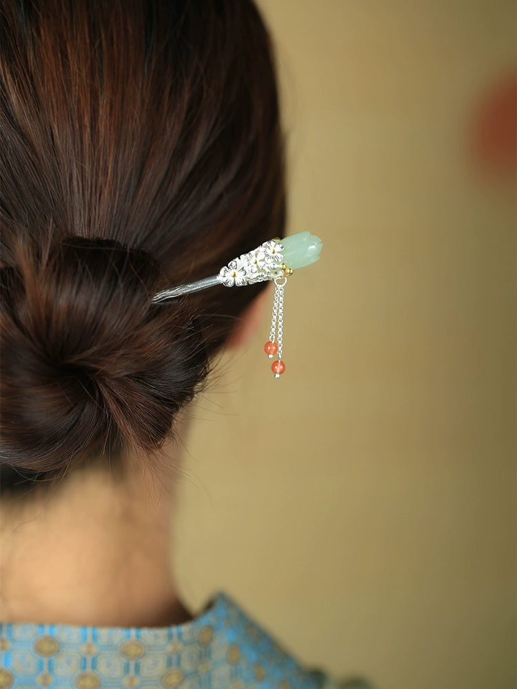 Flower Cluster Hetian Jade Hairpin Collection