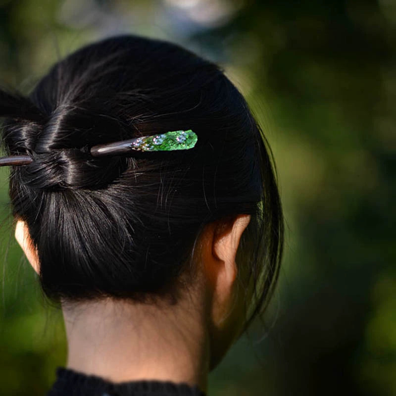 Handmade Sandalwood Green Hair Stick