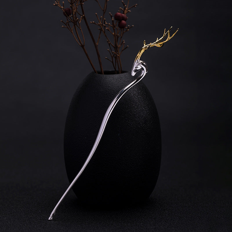 Deer Pattern Silver Hair Stick