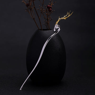 Deer Pattern Silver Hair Stick