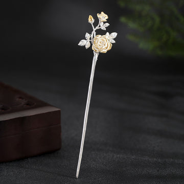 Rose Hair Stick in 925 Silver