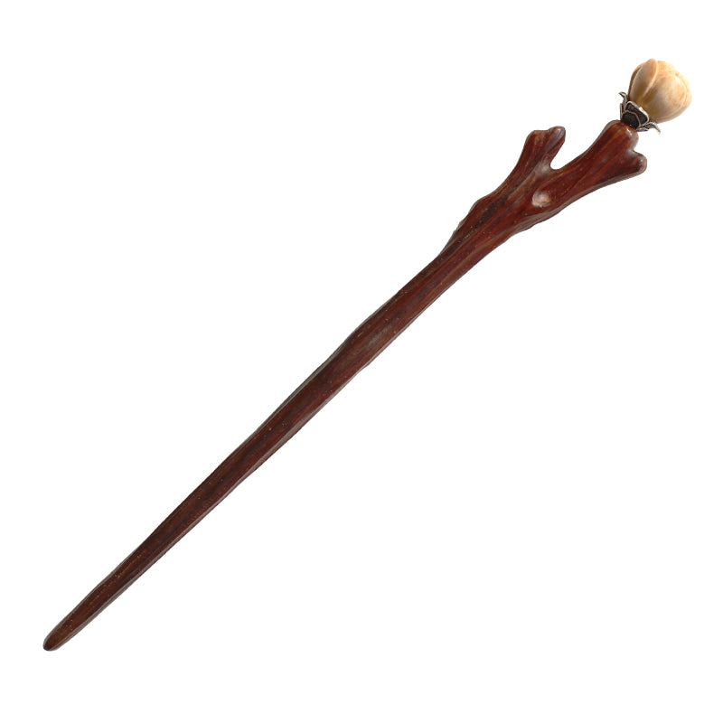 "Plum Intention" - Floral Design Hair Stick Hand-Crafted with Yellow Rosewood, 999 Silver, and Elk Horn