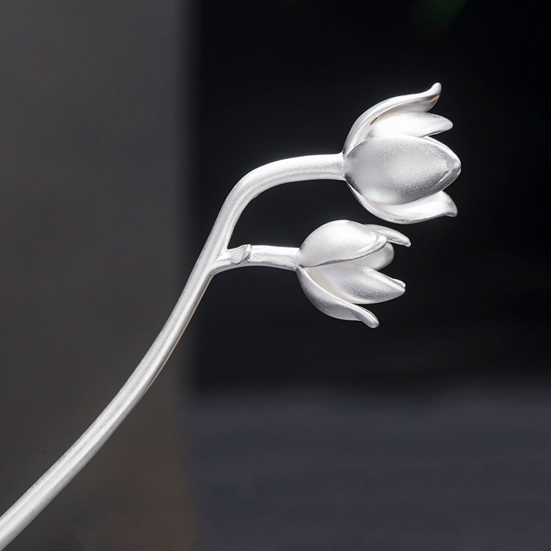 Handmade Silver Magnolia Hair Stick