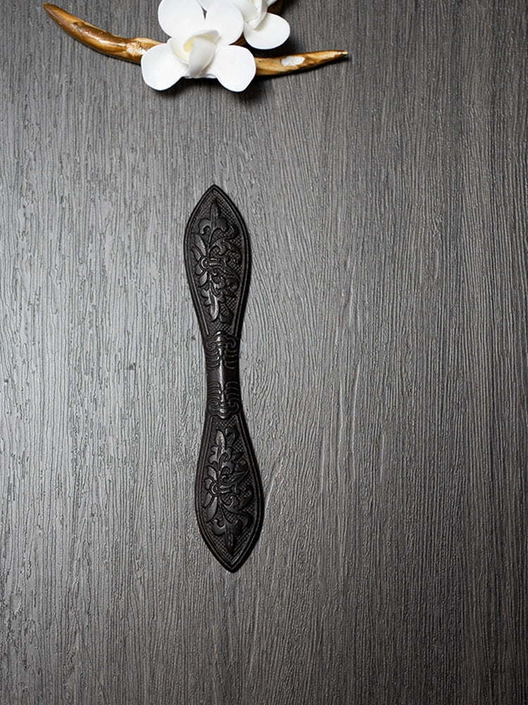 Hand-Carved Wooden Hairpin with Floral Design