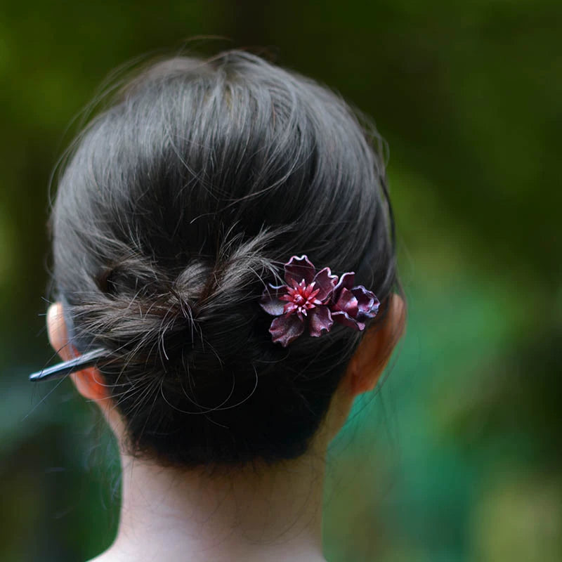 Handmade Leather Flower Hair Stick