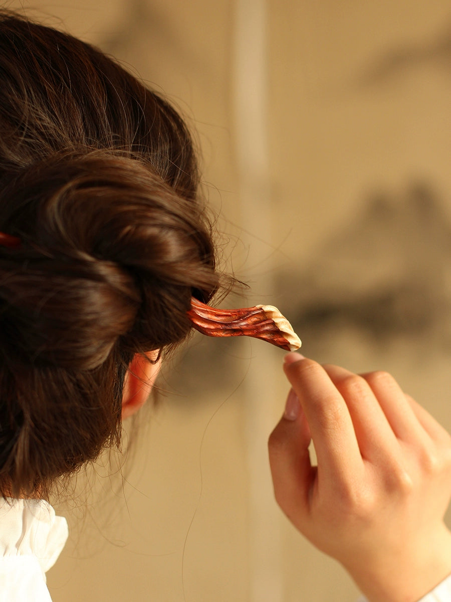 Hand-Carved Hair Stick Inspired by Oriental Zen