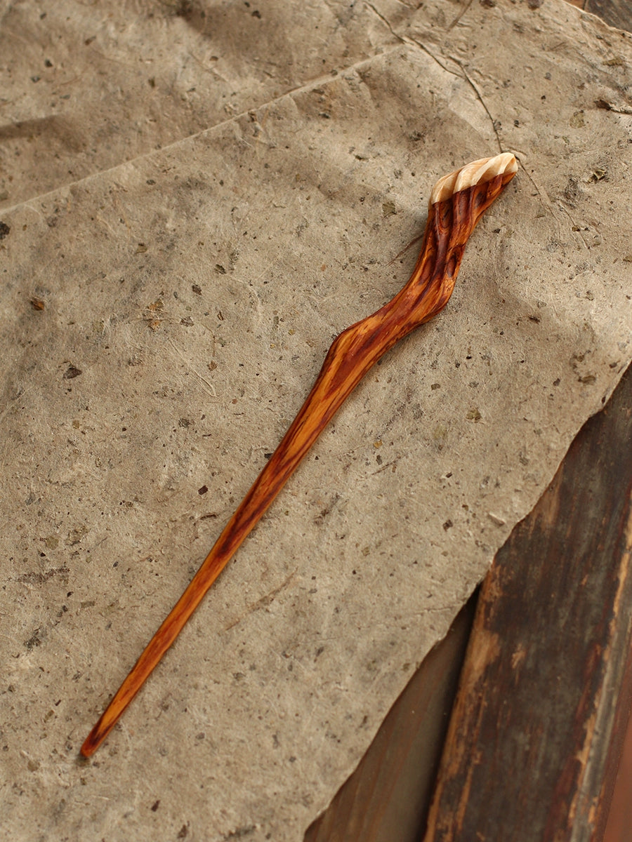 Hand-Carved Hair Stick Inspired by Oriental Zen