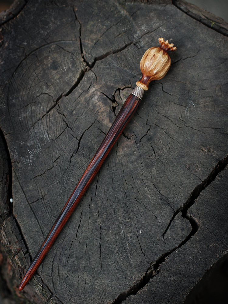 Hand-carved Antler Sandalwood Hair Stick