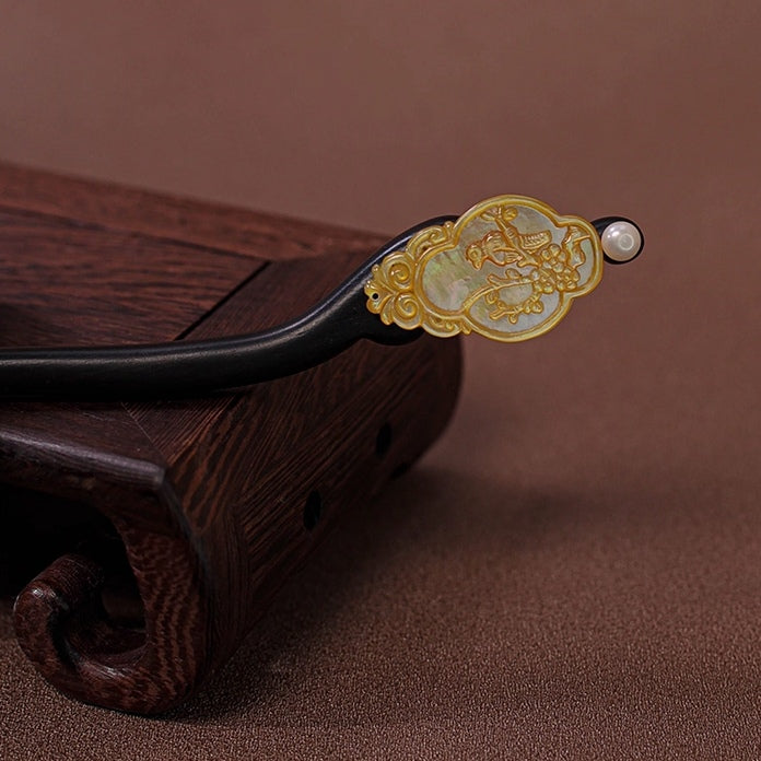 Handmade Wooden Hair Stick with Pearl- Chasing Dreams Collection