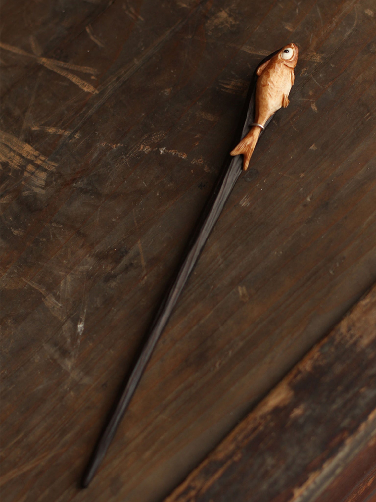 "River God" - Artistic Hairpin Hand-Crafted with Ebony, S925 Silver, and Elk Horn