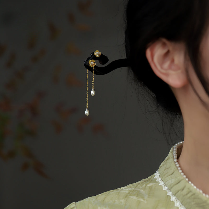 Wooden Hair Stick with Pearl