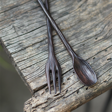 Hand-Carved Wooden Spoon and Fork Hair Stick