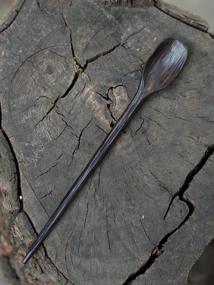 Hand-Carved Wooden Spoon and Fork Hair Stick