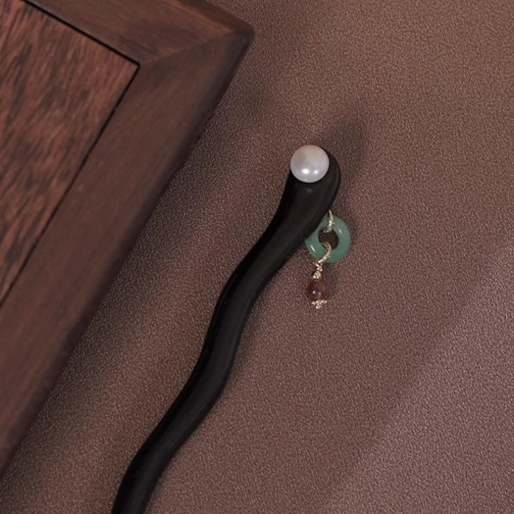 Handmade Hetian Jade Wooden Hair Stick