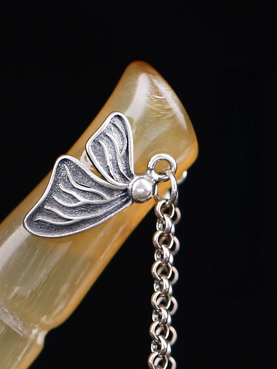 Handmade Horn Hair Stick with Silver Butterfly