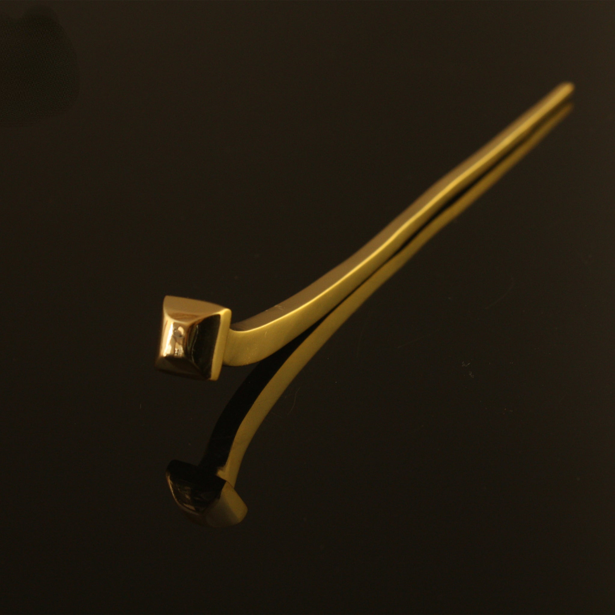 Traditional Chinese Square Head Mushroom Gilded Hair Stick