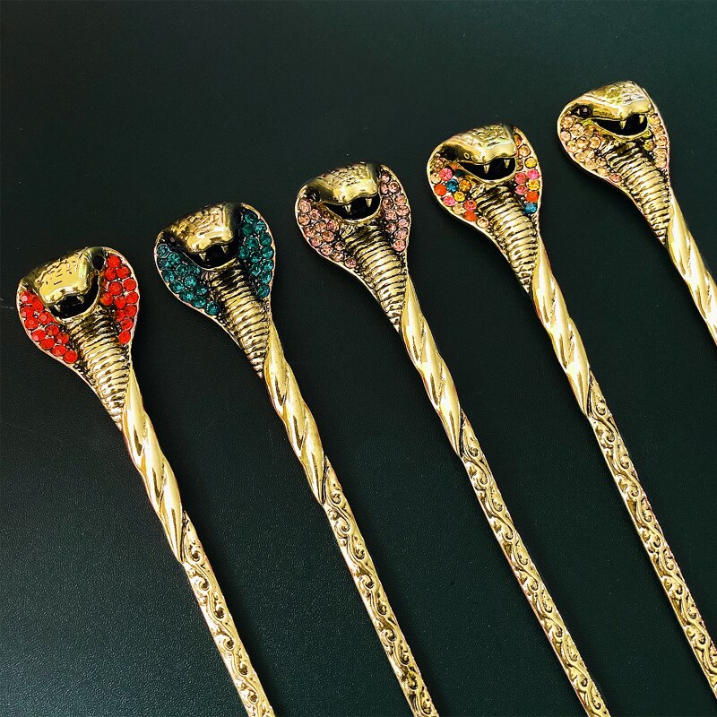 Handmade Snake Hair Stick with Rhinestone