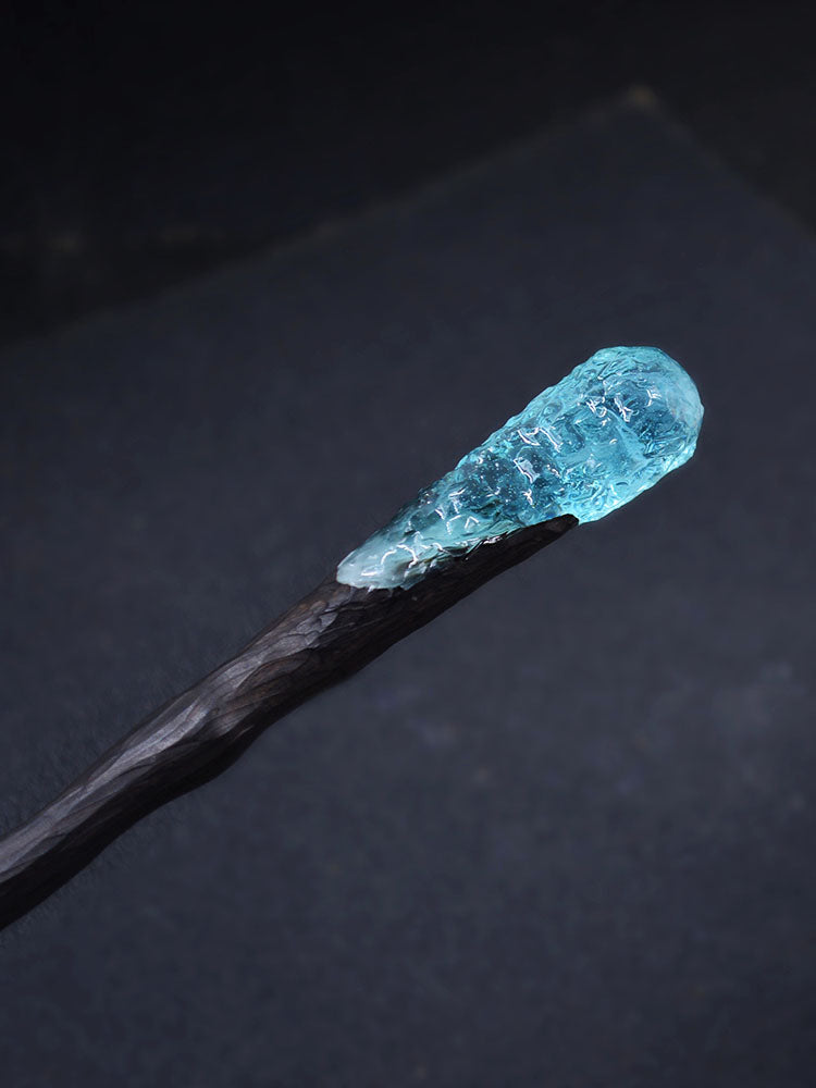 Ocean Blue Wooden Hair Stick With Resin