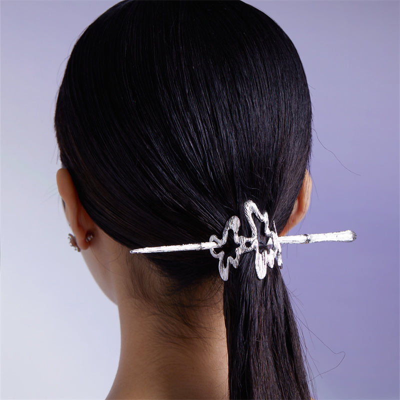 Handmade Abstract Lines Bamboo Knot Brass Hair Stick