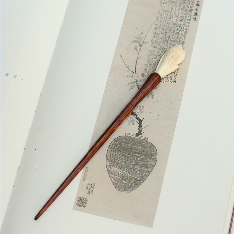 Hand-carved Magnolia Antlers Wooden Hair Stick