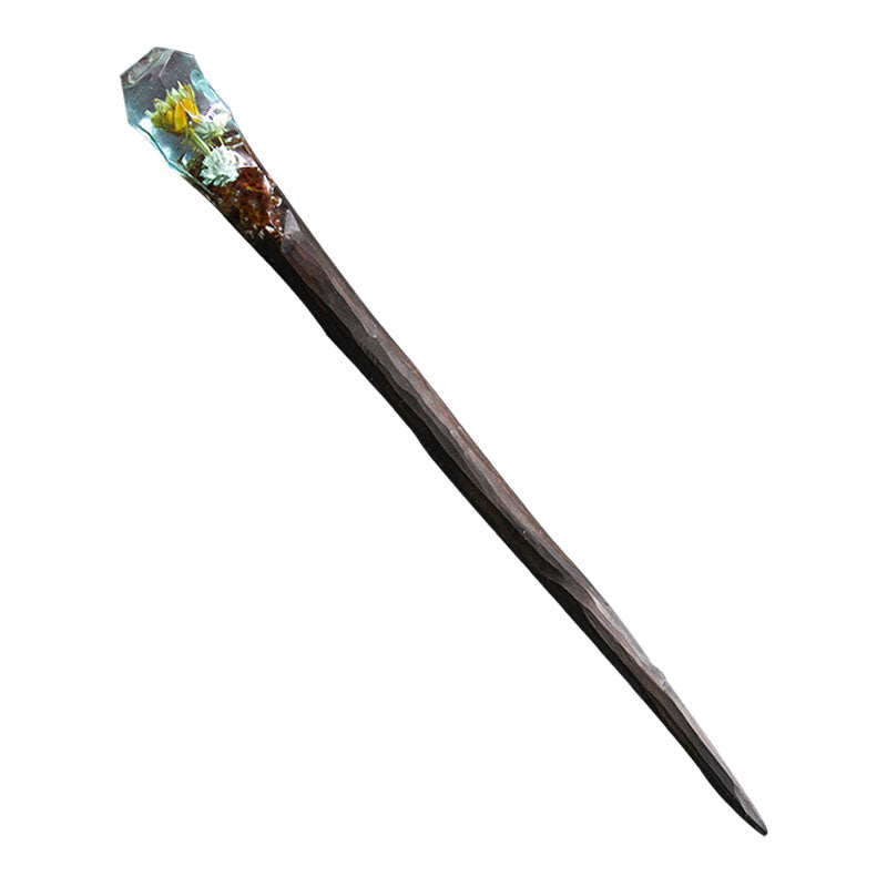 Wood Resin Hair Stick with Flower