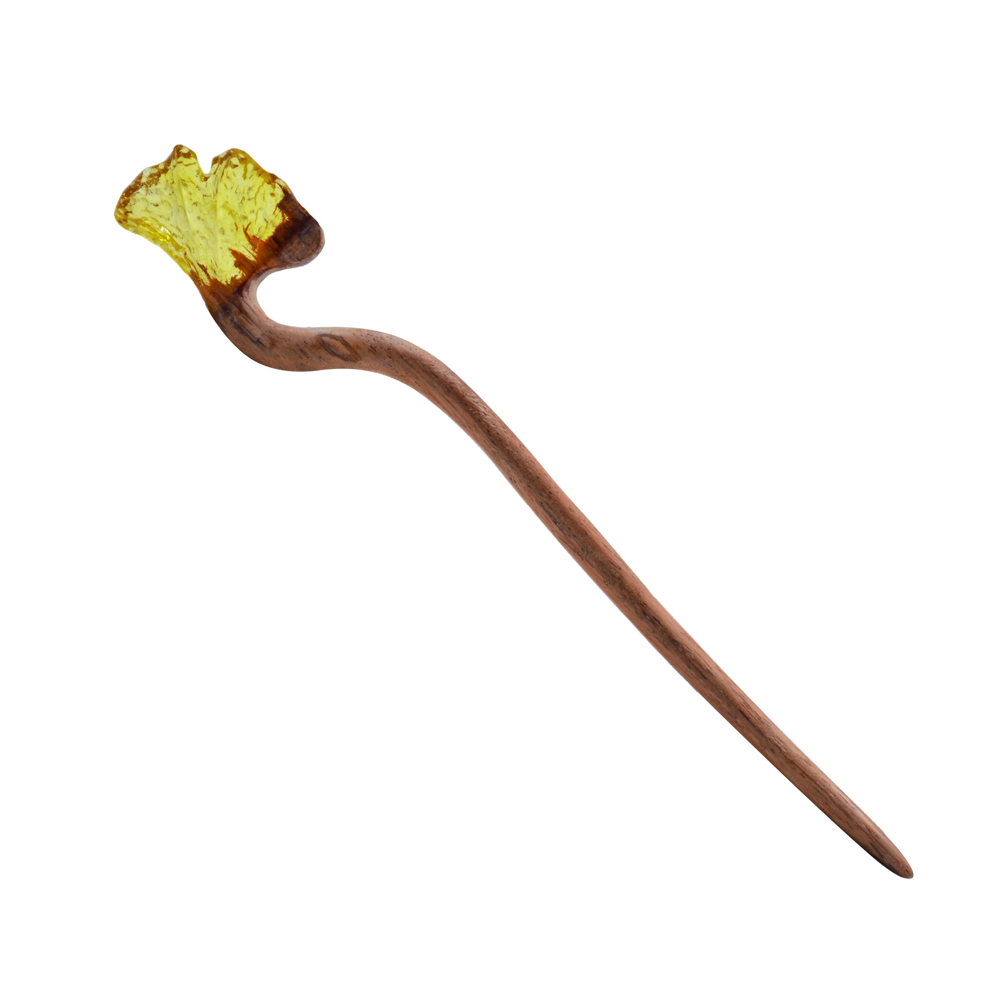 Wooden Hair Sticks with Ginkgo Leaf
