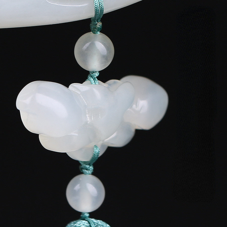 Handmade Jade Lotus Hair Stick with Tassel