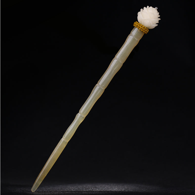 Handmade Horn Hair Stick with Bodhi Lotus
