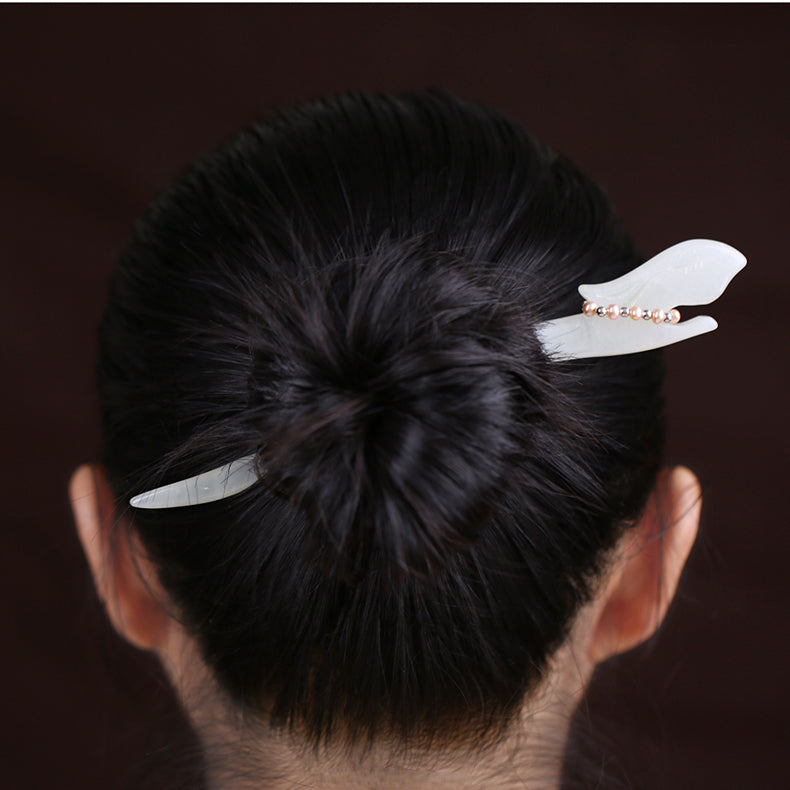 Hand-carved Jade Rabbit Xiuyu Hair Sticks with Pearls